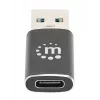 Manhattan USB-C auf USB-A Adapter, Buchse auf Stecker, 10 Gbit/s (USB 3.2 Gen2 aka USB 3.1), SuperSpeed+ USB, Schwarz, lebenslange Garantie