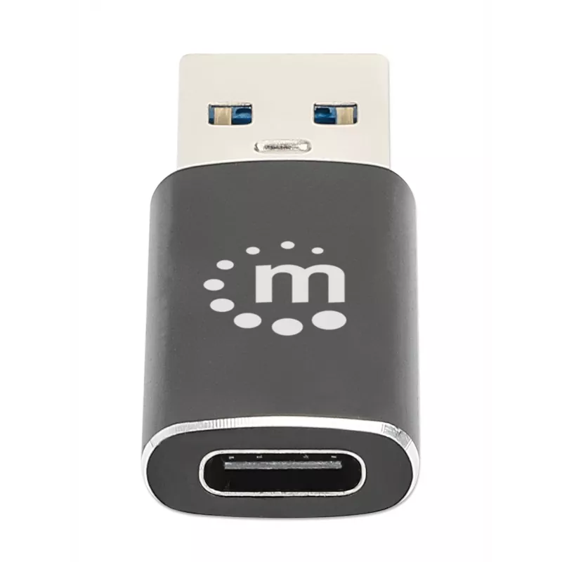 Manhattan USB-C auf USB-A Adapter, Buchse auf Stecker, 10 Gbit/s (USB 3.2 Gen2 aka USB 3.1), SuperSpeed+ USB, Schwarz, lebenslange Garantie
