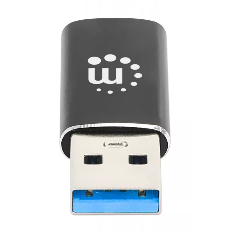 Manhattan USB-C auf USB-A Adapter, Buchse auf Stecker, 10 Gbit/s (USB 3.2 Gen2 aka USB 3.1), SuperSpeed+ USB, Schwarz, lebenslange Garantie