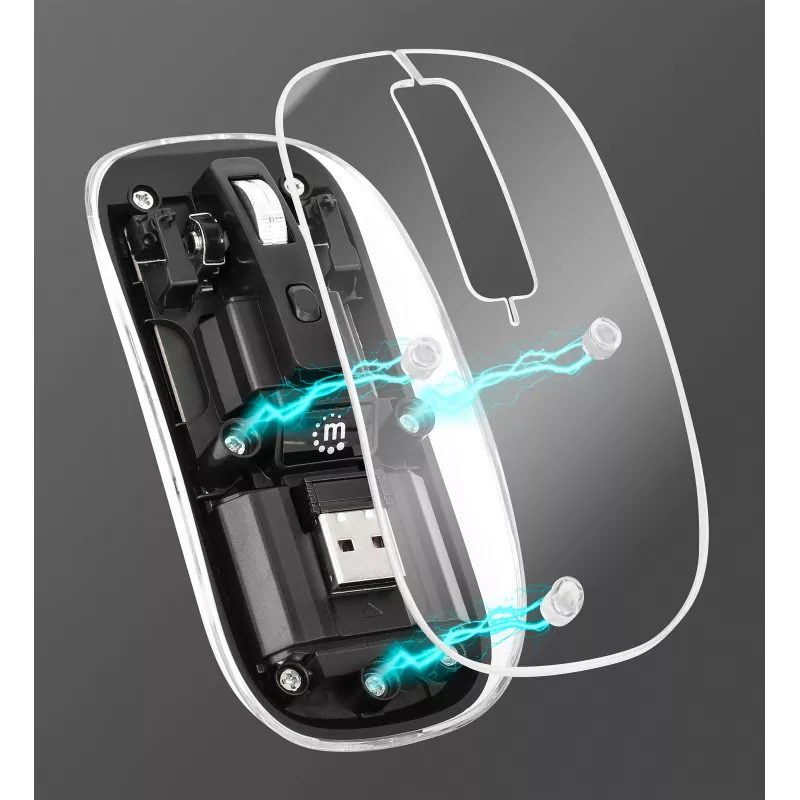 Kabellose Maus Manhattan Transparent wiederaufladbar USB
