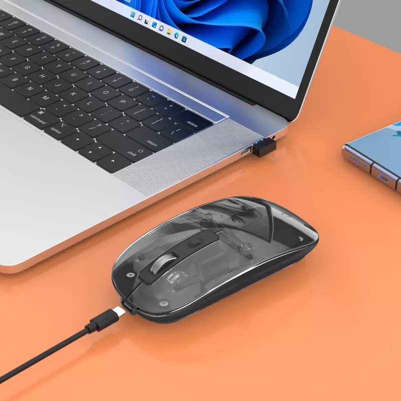 Kabellose Maus Manhattan Transparent wiederaufladbar USB