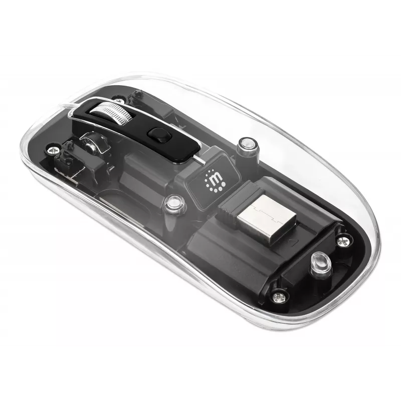 Kabellose Maus Manhattan Transparent wiederaufladbar USB