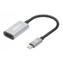 Manhattan USB-C-auf-HDMI-Kabel, 4K@60Hz, 5 Gbit/s (USB 3.2 Gen1 aka USB 3.0), 11 cm, Stecker auf Buchse, Schwarz/Silber, Drei Jahre Garantie