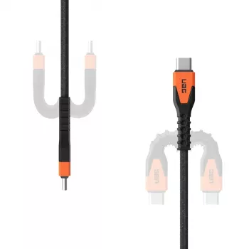 USB-C-auf-USB-C-Ladekabel Eaton 1,5 m – Kevlar-Kern, USB 2.0, Schwarz/Orange