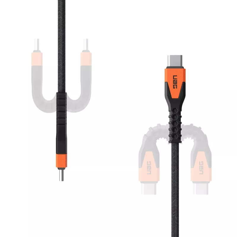 USB-C-auf-USB-C-Ladekabel Eaton 1,5 m – Kevlar-Kern, USB 2.0, Schwarz/Orange