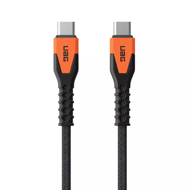 USB-C-auf-USB-C-Ladekabel Eaton 1,5 m – Kevlar-Kern, USB 2.0, Schwarz/Orange