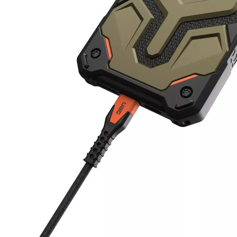 USB-C-auf-USB-C-Ladekabel Eaton 1,5 m – Kevlar-Kern, USB 2.0, Schwarz/Orange