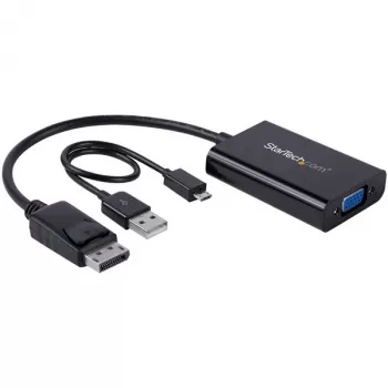 StarTech.com DisplayPort zu VGA Adapter mit Audio, 0,184 m, 1920 x 1200 Pixel, 1080p, Schwarz, Aktiver Videokonverter, 0 - 70 °C