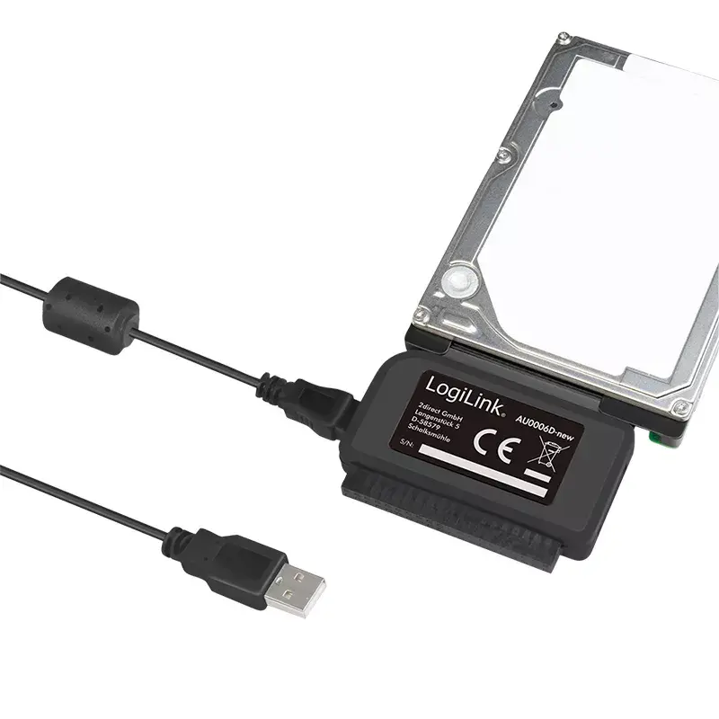 Schnittstellenkartenadapter LOGILINK AU0006C — USB Typ-A auf IDE/ATA und SATA, 1,2 m Kabel, schwarz