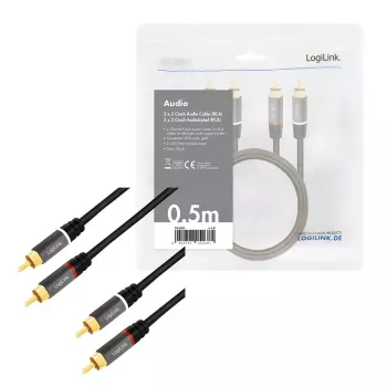 Audiokabel LogiLink CA1201 0,5 m 2 x RCA Schwarz