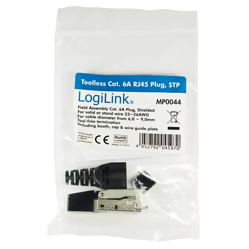 Drahtverbinder LogiLink MP0044 RJ-45 Cat6a 0,5 m Edelstahl