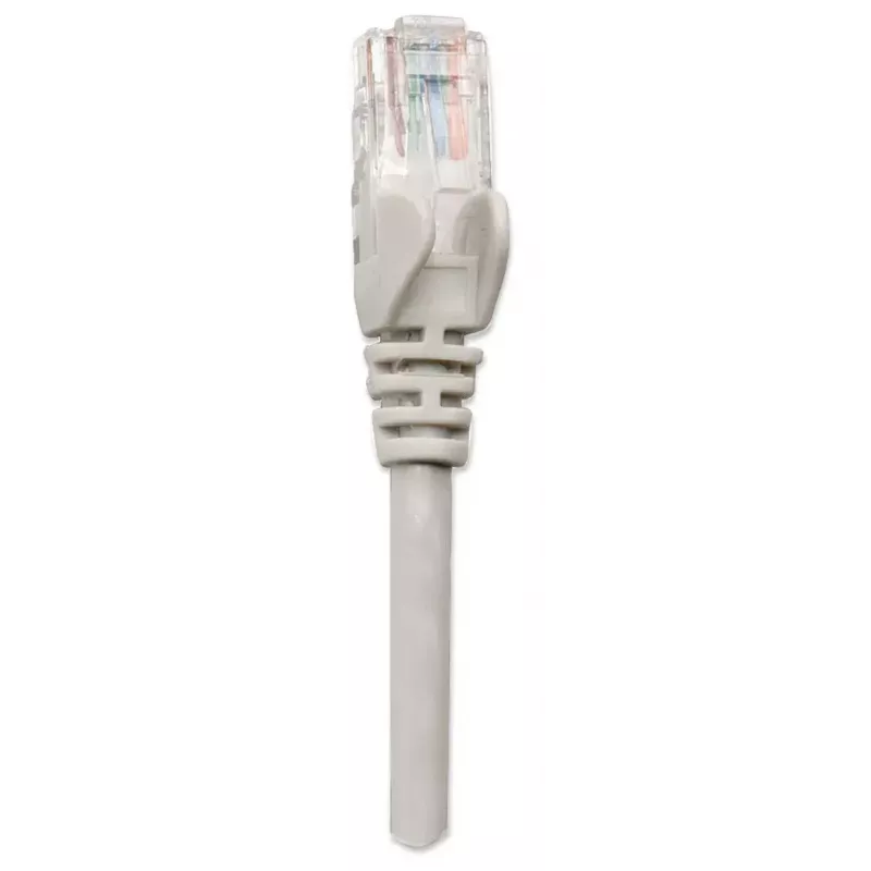 Intellinet Netzwerk-Patchkabel, Cat5e, 15 m, Grau, CCA, U/UTP, PVC, RJ45, vergoldete Kontakte, rastnasenfrei, mit Knickschutz, lebenslange Garantie