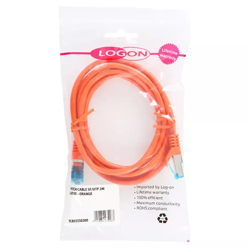 Netzwerkkabel LOGON TCR55SS015O Cat5e SF/UTP (S-FTP) Orange 1,5 m RJ-45–RJ-45