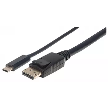 Manhattan USB-C-auf-DisplayPort-Kabel, 4K@60Hz, 1 m, Stecker zu Stecker, Schwarz, nicht bidirektional, drei Jahre Garantie, entspricht CDP2DP1MBD