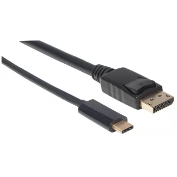 Manhattan USB-C-auf-DisplayPort-Kabel, 4K@60Hz, 1 m, Stecker zu Stecker, Schwarz, nicht bidirektional, drei Jahre Garantie, entspricht CDP2DP1MBD