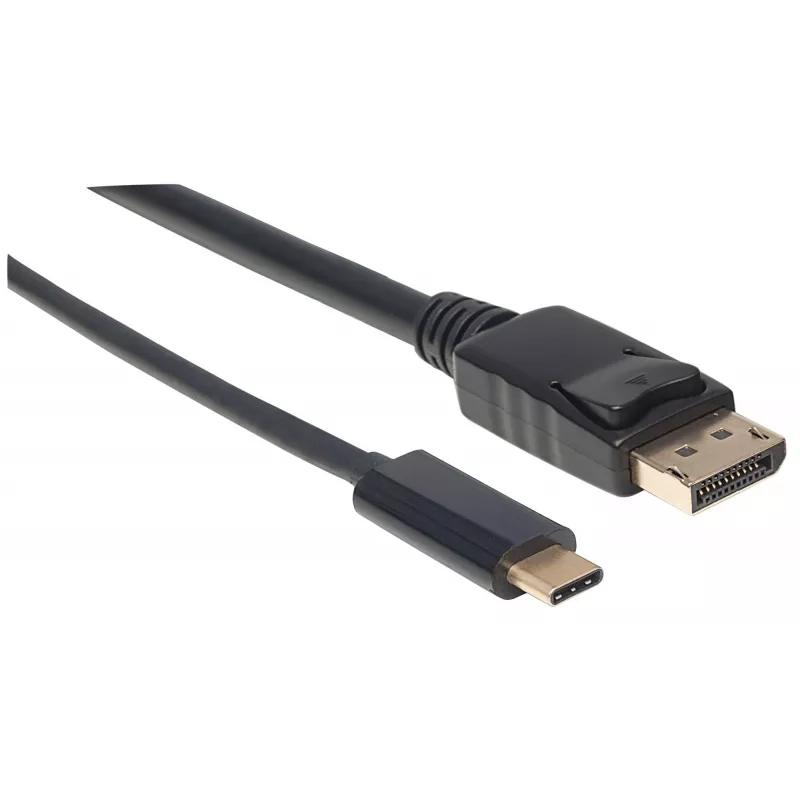 Manhattan USB-C-auf-DisplayPort-Kabel, 4K@60Hz, 1 m, Stecker zu Stecker, Schwarz, nicht bidirektional, drei Jahre Garantie, entspricht CDP2DP1MBD