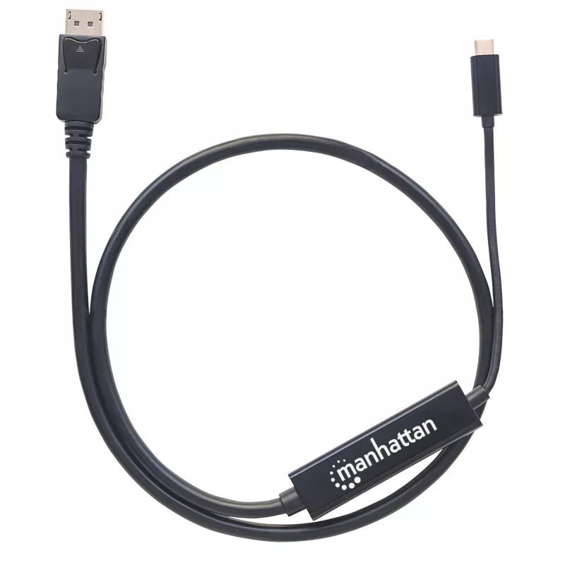 Manhattan USB-C-auf-DisplayPort-Kabel, 4K@60Hz, 1 m, Stecker zu Stecker, Schwarz, nicht bidirektional, drei Jahre Garantie, entspricht CDP2DP1MBD