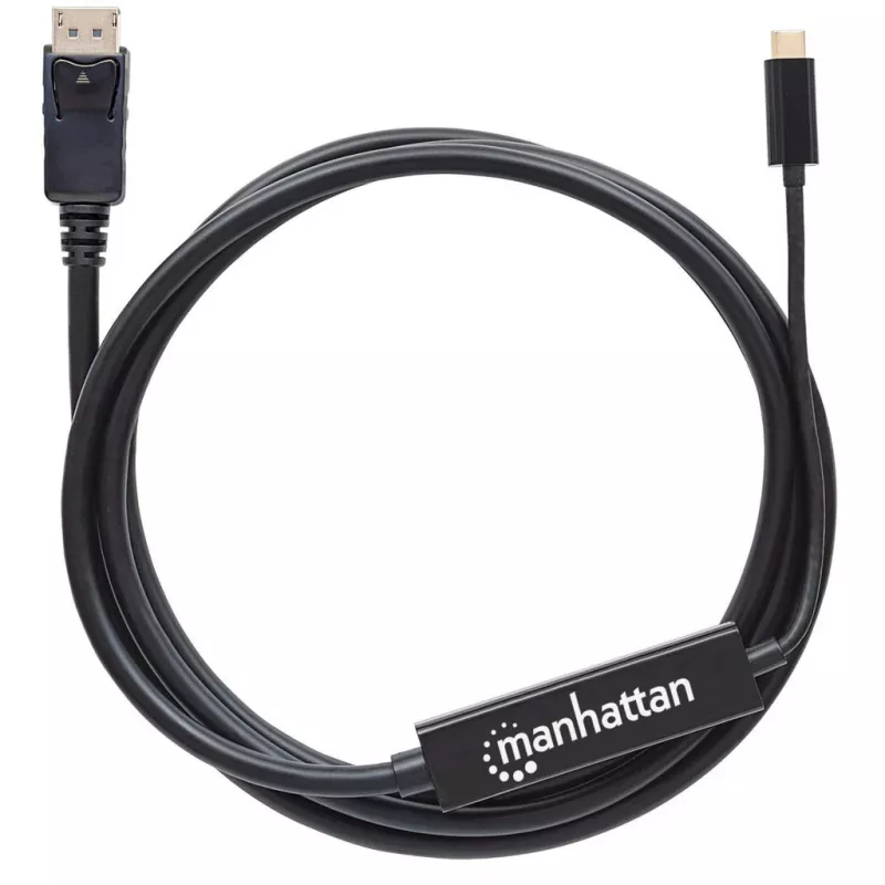 Manhattan USB-C auf DisplayPort Kabel, 4K@60Hz, 2m, Stecker auf Stecker, Schwarz, Nicht bidirektional, Drei Jahre Garantie, Vergleichbar mit CDP2DP2MBD