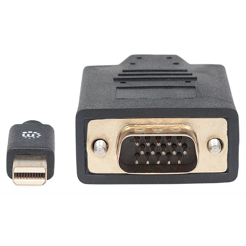 Manhattan Mini DisplayPort 1.2a auf VGA Kabel, 1080@60Hz, Aktiv, 1,8m, Stecker auf Stecker, Schwarz, Polybeutel