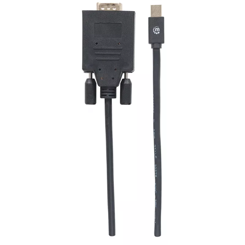 Manhattan Mini DisplayPort 1.2a auf VGA Kabel, 1080@60Hz, Aktiv, 1,8m, Stecker auf Stecker, Schwarz, Polybeutel