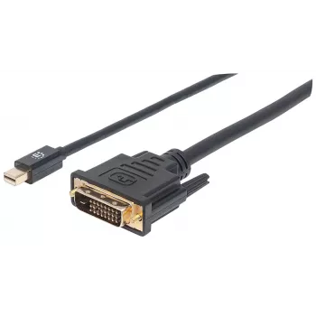 Manhattan Mini DisplayPort 1.2a auf DVI-D 24+1 Kabel, 1080p@60Hz, 1,8 m, Stecker auf Stecker, kompatibel mit DVD-D, Schwarz, lebenslange Garantie