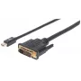 Manhattan Mini DisplayPort 1.2a auf DVI-D 24+1 Kabel, 1080p@60Hz, 1,8 m, Stecker auf Stecker, kompatibel mit DVD-D, Schwarz, lebenslange Garantie