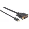Manhattan Mini DisplayPort 1.2a auf DVI-D 24+1 Kabel, 1080p@60Hz, 1,8 m, Stecker auf Stecker, kompatibel mit DVD-D, Schwarz, lebenslange Garantie