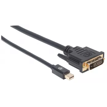 Manhattan Mini DisplayPort 1.2a auf DVI-D 24+1 Kabel, 1080p@60Hz, 1,8 m, Stecker auf Stecker, kompatibel mit DVD-D, Schwarz, lebenslange Garantie
