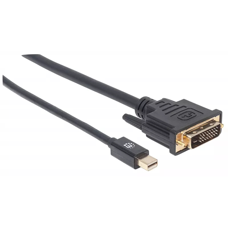 Manhattan Mini DisplayPort 1.2a auf DVI-D 24+1 Kabel, 1080p@60Hz, 1,8 m, Stecker auf Stecker, kompatibel mit DVD-D, Schwarz, lebenslange Garantie