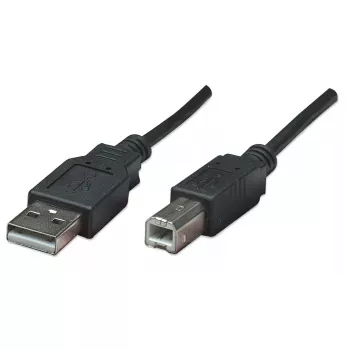 Manhattan USB-A auf USB-B Kabel, 0,5m, Stecker auf Stecker, 480 Mbit/s (USB 2.0), Hi-Speed USB, Schwarz, Lebenslange Garantie, Entspricht USB2HAB50CM