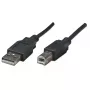 Manhattan USB-A auf USB-B Kabel, 0,5m, Stecker auf Stecker, 480 Mbit/s (USB 2.0), Hi-Speed USB, Schwarz, Lebenslange Garantie, Entspricht USB2HAB50CM