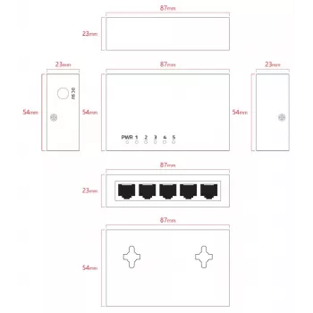 Lanview LVN-DESK-5PORT-1G unmanaged 5-Port-Gigabit-Ethernet-Switch