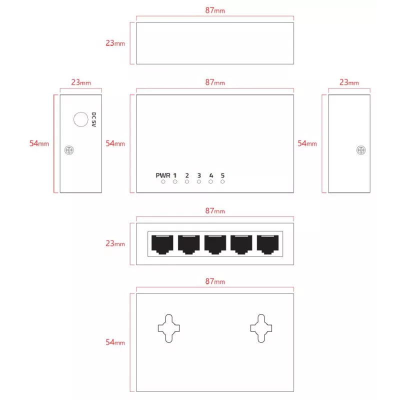 Lanview LVN-DESK-5PORT-1G unmanaged 5-Port-Gigabit-Ethernet-Switch