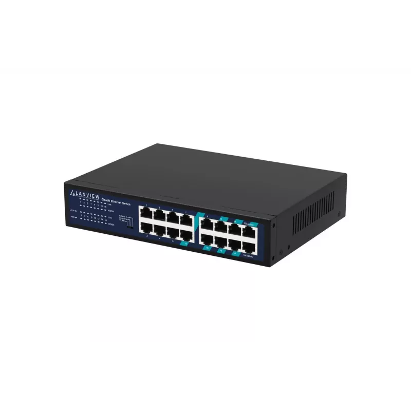 Unmanaged Switch Lanview LVN-1U-16PORT-1G 16-Port 1 Gbit/s Ethernet, Rack-Montage 1U
