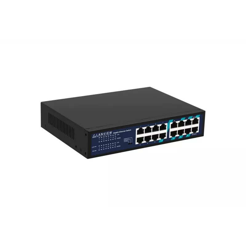 Unmanaged Switch Lanview LVN-1U-16PORT-1G 16-Port 1 Gbit/s Ethernet, Rack-Montage 1U