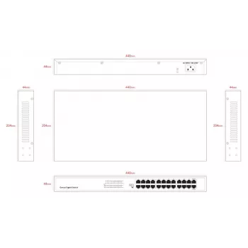 Unmanaged Switch Lanview LVN-1UMOUNT-24PORT-1G 24-Port Gigabit Ethernet Switch, 1U-Einbau