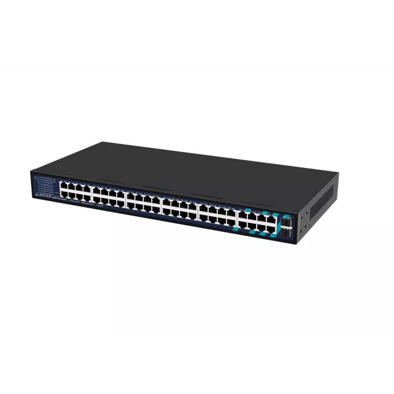Lanview Unmanaged Switch LVN-1UMOUNT-48PORT-2SFP-1G — 48x RJ45 1G Ports, 2x SFP Uplinks