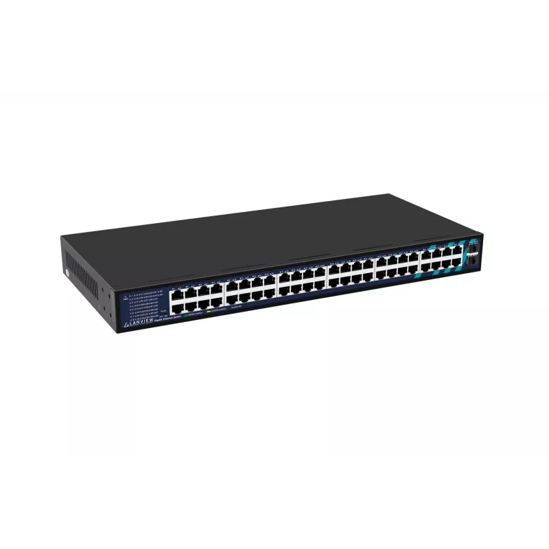 Lanview Unmanaged Switch LVN-1UMOUNT-48PORT-2SFP-1G — 48x RJ45 1G Ports, 2x SFP Uplinks