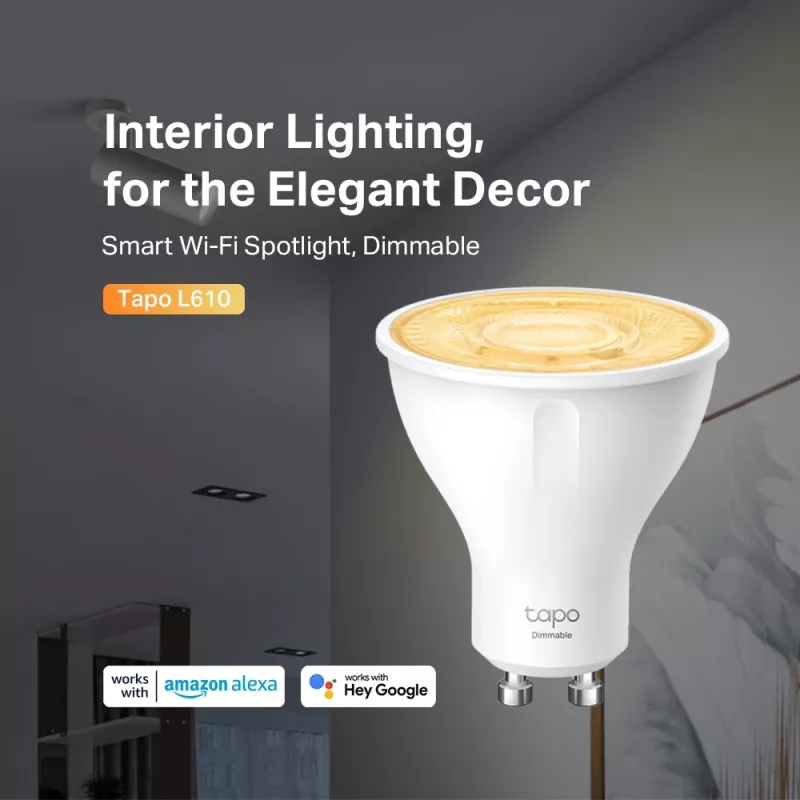 TP-Link Tapo Smart Wi-Fi Spotlight, dimmbar, 4er-Pack, Smart bulb, Wi-Fi, Weiß, 802.11b, 802.11g, Wi-Fi 4 (802.11n), GU10, Parabolic bulb