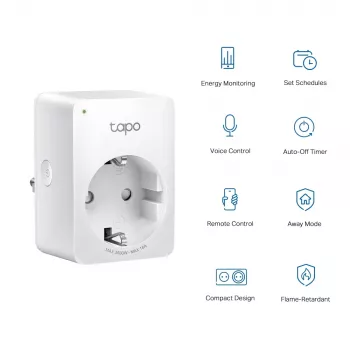 TP-Link Tapo Mini Smarte Wi-Fi-Steckdose, Energieverbrauchsmessung