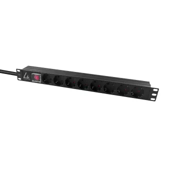 Lanview 19-Zoll Rack Power Strip 1U 10A, 8x Schuko (LVR-2MSCH-SCH-C13-8)