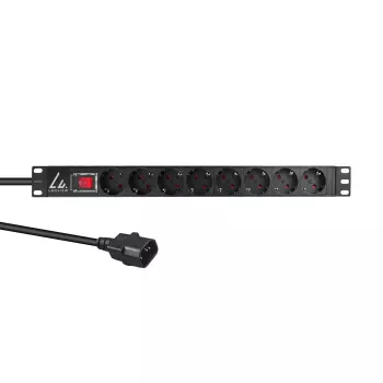 Lanview 19-Zoll Rack Power Strip 1U 10A, 8x Schuko (LVR-2MSCH-SCH-C13-8)