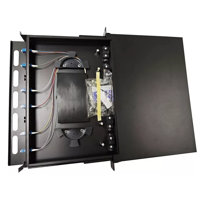Lanview LVO-101010 Glasfaser-Schiebepanel ODF, LC SM OS2, 12 Fasern, 1HE