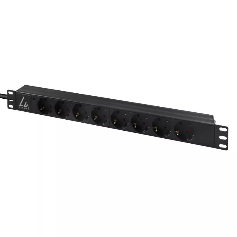 Lanview LVR-3MIEC-LIC-SCH8 Stromverteilereinheit (PDU) 8 AC-Ausgänge 1U Schwarz