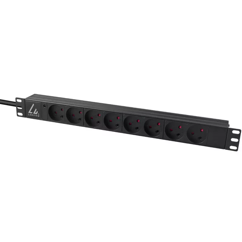 Lanview LVR-2MDK-LIC-DK8 Stromverteilungseinheit (PDU) 8 AC-Ausgänge 1U Schwarz