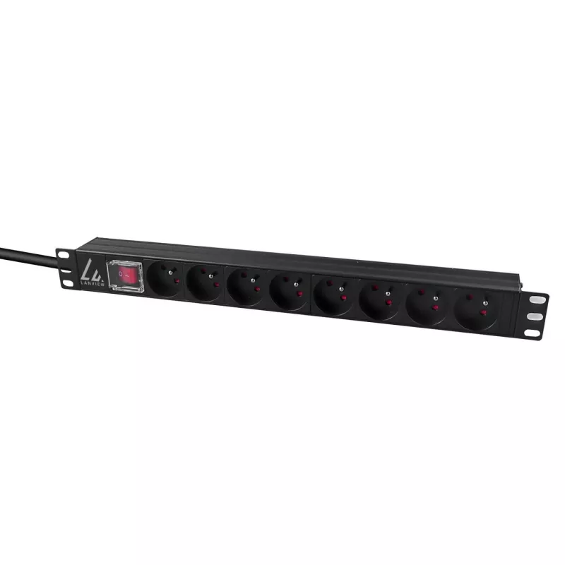 Lanview LVR-2MSCH-SW-C13-8 Stromverteilereinheit (PDU) 8 AC-Ausgänge 1U Schwarz