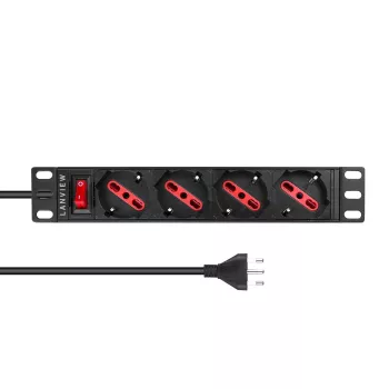 Steckdosenleiste Lanview LVR-2MIT-SW-IT4 1U Schwarz 2m Kabel