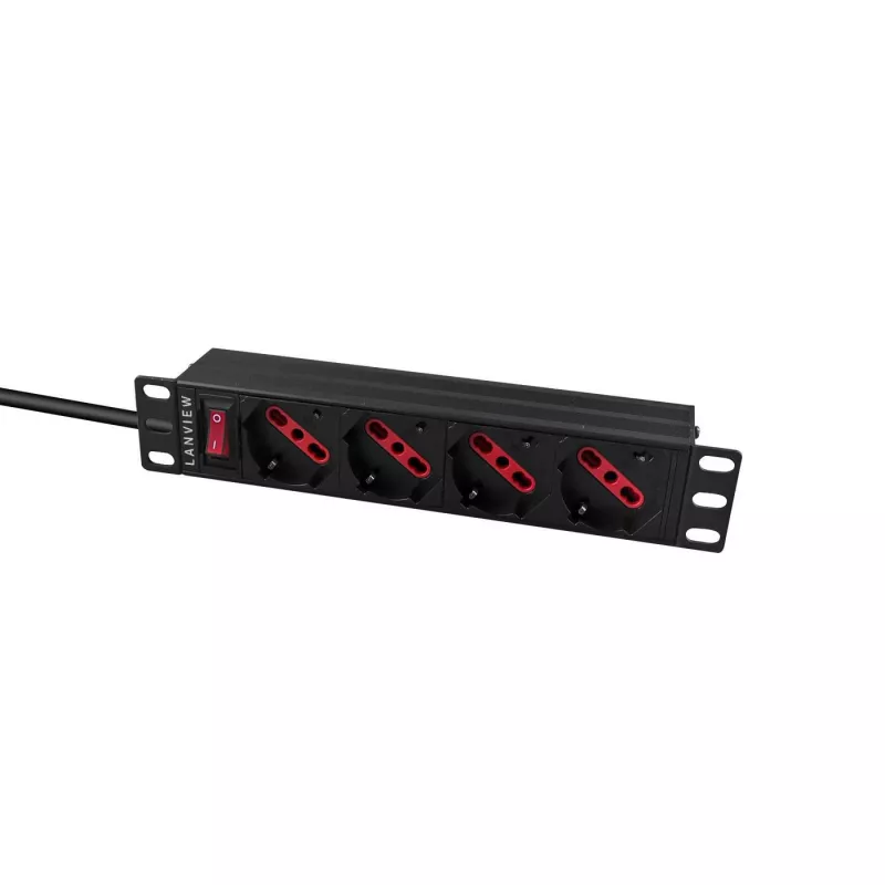 Steckdosenleiste Lanview LVR-2MIT-SW-IT4 1U Schwarz 2m Kabel