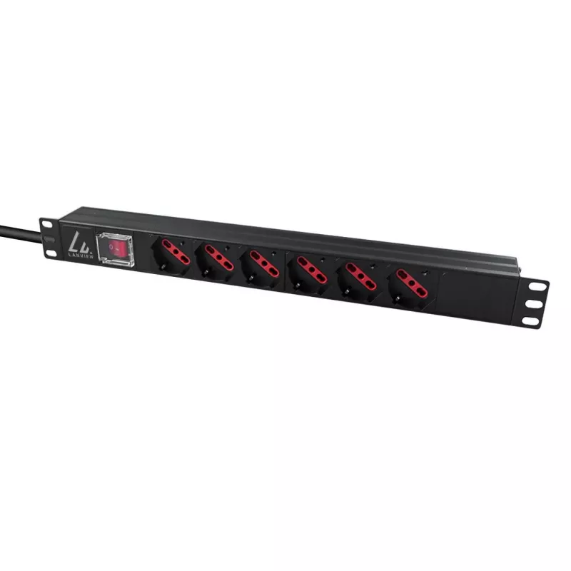 Stromverteilereinheit Lanview LVR-2MIT-SW-IT6 1U Schwarz 2m Kabel