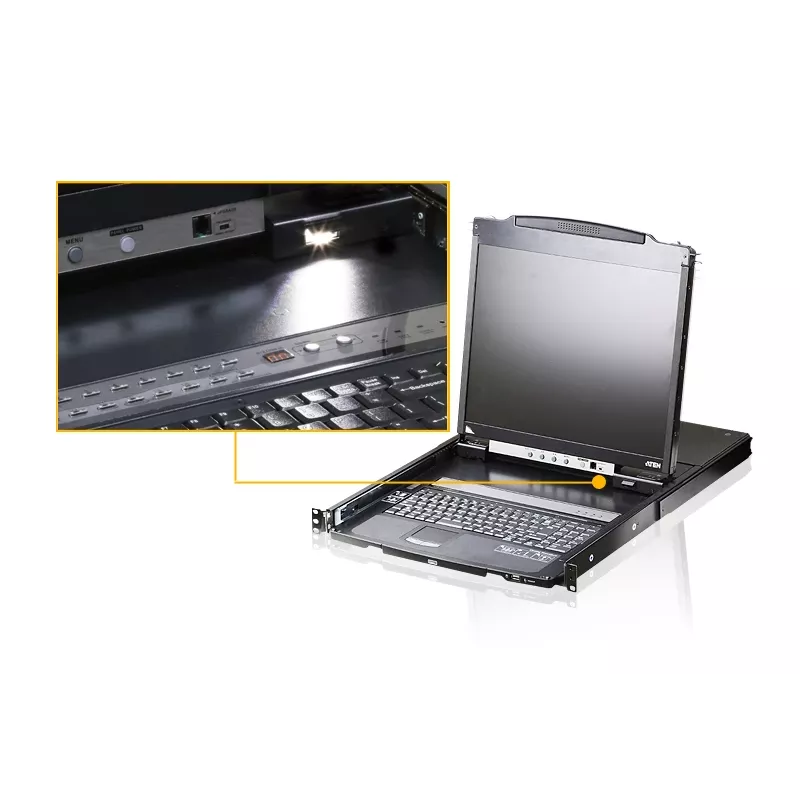 Rack-Konsole ATEN CL5800N 19 Zoll (48,3 cm) LCD 1280x1024 VGA USB/PS/2 Tastatur & Maus Metall 1HE Schwarz